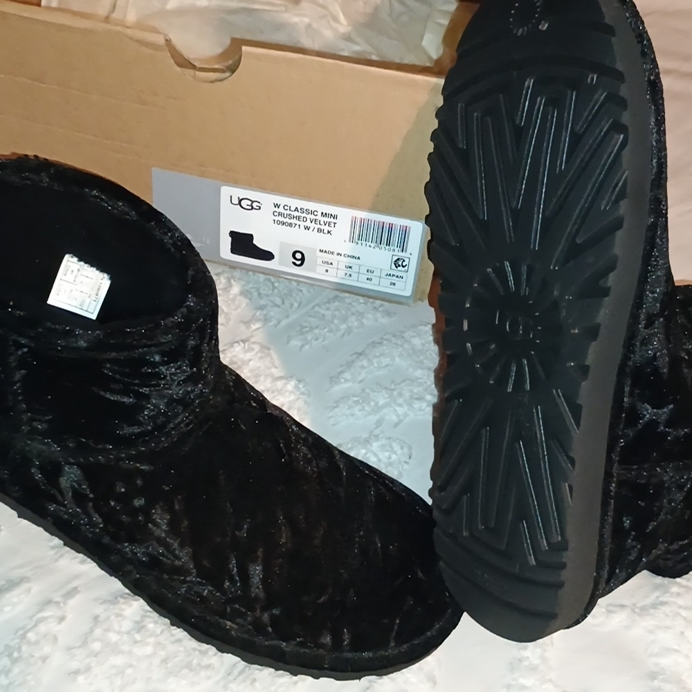UGG Women's Classic Mini Black Velvet Boots
